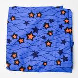Blue + Orange Stars Wax Print Woven Fabric - 48" x 184"