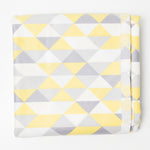 Yellow + Gray Triangles Laminated Cotton Woven Fabric - 58" x 112"