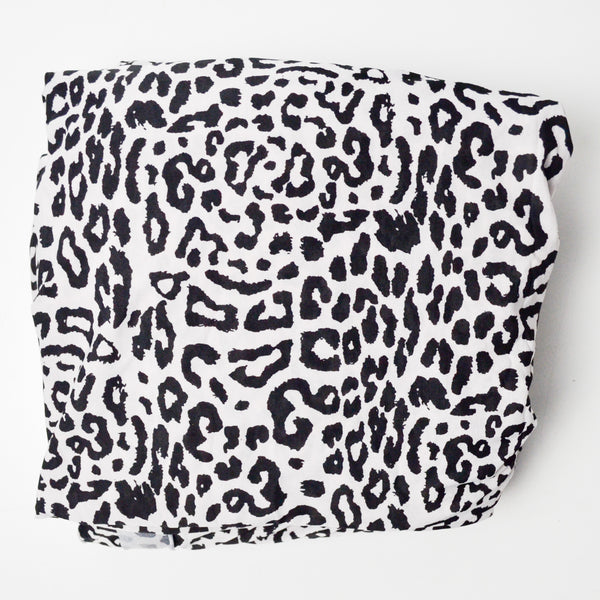 Black + White Leopard Print Semi-Sheer Flowy Knit Fabric - 66" x 352"