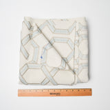 Blue + Brown Embroidered Beige Upholstery Fabric - 40" x 60"