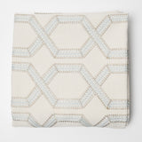 Blue + Brown Embroidered Beige Upholstery Fabric - 40" x 60"
