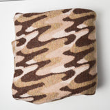 Wavy Brown Patterned Felted Woolly Woven Fabric - 56" x 110