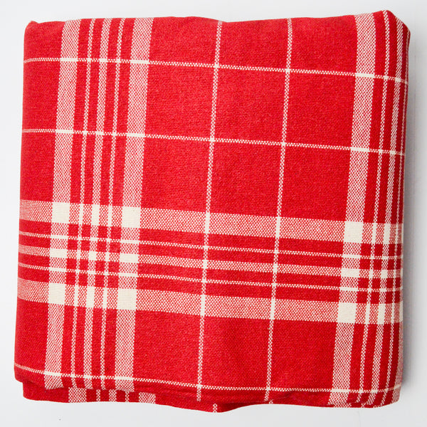 Red Plaid Thick Woven Fabric - 58" x 80"
