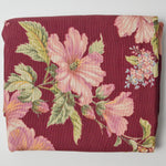 Burgundy Floral Ribbed Texture Woven Fabric - 35" x 170"