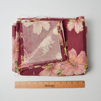 Burgundy Floral Ribbed Texture Woven Fabric - 35" x 170"