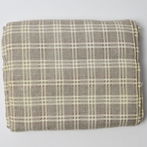 Brown + Cream Plaid Woven Fabric - 44" x 104"