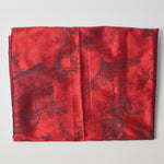 Red + Black Toile Print Crisp Silky Woven Fabric - 43" x 54"