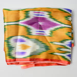 Colorful Ikat Print Silky Herringbone Texture Woven Fabric - 16" x 248"