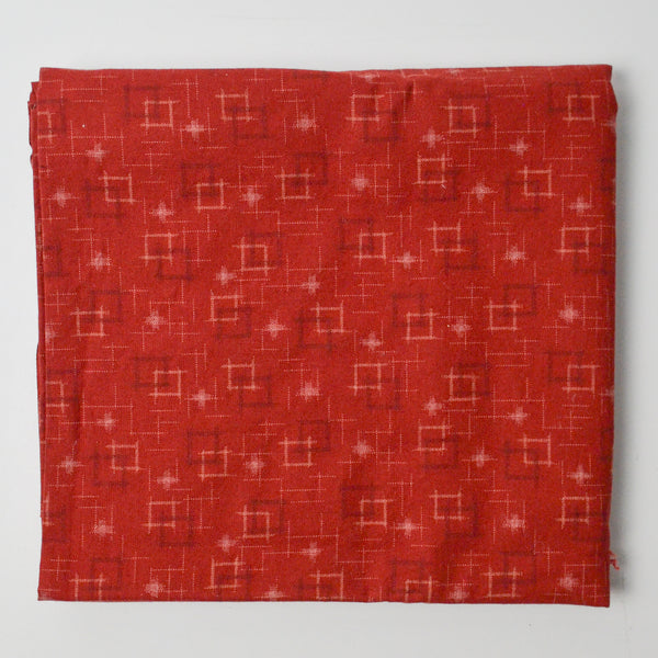 Brick Red + Square Pattern Quilting Weight Woven Fabric - 42" x 74"