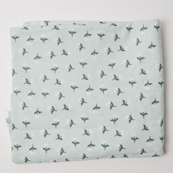 Light Blue-Green Floral Print Lightweight Woven Fabric - 42" x 120"