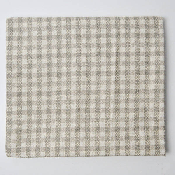 Beige-Gray Plaid Print Woven Fabric - 46" x 74"