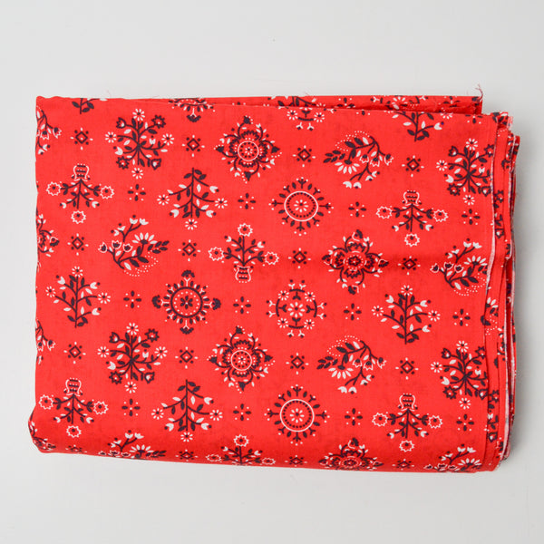 Red Bandana Print Quilting Weight Woven Fabric - 44" x 288"