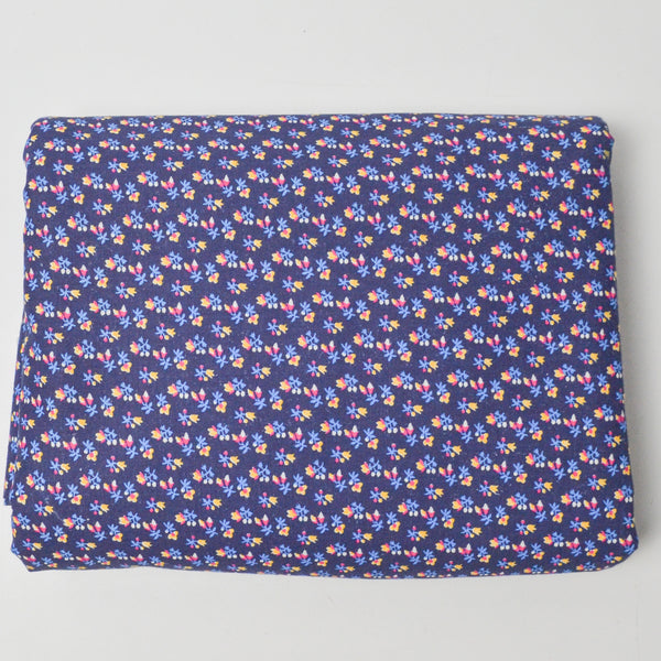 Blue + Tiny Floral Print Quilting Weight Woven Fabric - 44" x 216"