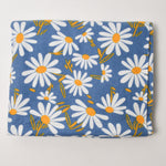 Slate Blue + Daisy Print Flannel Fabric - 40" x 72"