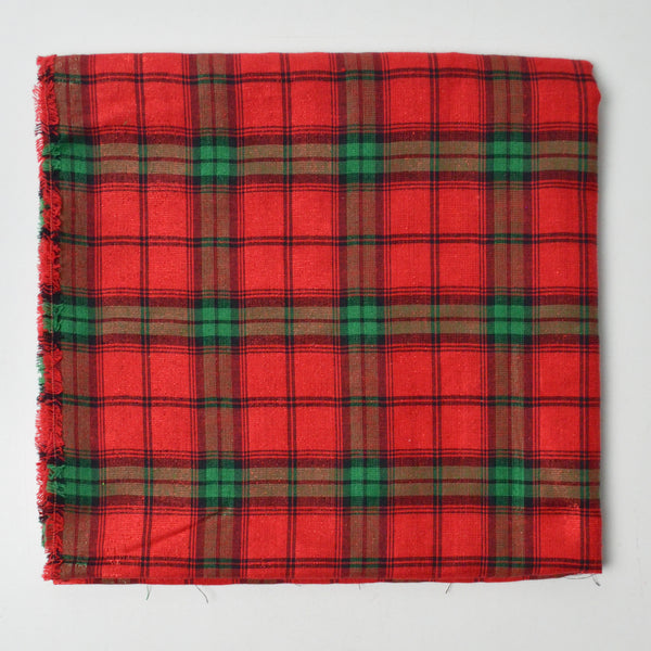 Red + Green Plaid Metallic Thread Woven Fabric - 43" x 45"