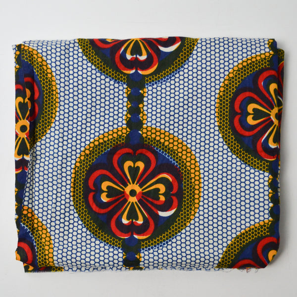 Red, Yellow + Blue Print Woven Fabric - 39" x 65"