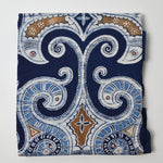 Blue, White + Orange Resist-Dyed Woven Fabric - 35" x 66"