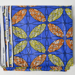 Blue, Yellow + Orange African Wax Print Fabric - 46" x 176"