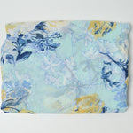 Blue + Yellow Floral Polyester Pebble Georgette Fabric - 52" x 126"