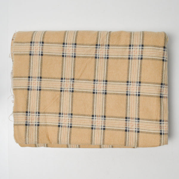 Tan Plaid Flannel Woven Fabric - 42" x 108"