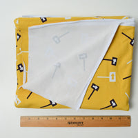 Yellow, Black + White Arrow Signs Cotton Lycra Jersey Knit Fabric - 60" x 70"