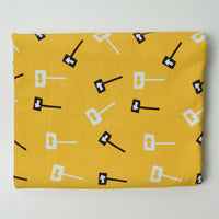 Yellow, Black + White Arrow Signs Cotton Lycra Jersey Knit Fabric - 60" x 70"