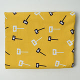 Yellow, Black + White Arrow Signs Cotton Lycra Jersey Knit Fabric - 60" x 70"
