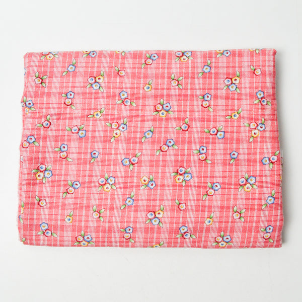 Pink Plaid + Floral Mary Engelbreit Quilting Weight Woven Fabric - 42" x 82"