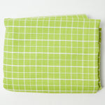 LIme Green + White Plaid Medium-Weight Woven Fabric - 44" x 140"
