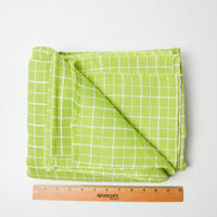 LIme Green + White Plaid Medium-Weight Woven Fabric - 44" x 140"