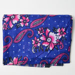 Purple + Pink Floral Semi-Sheer Lightweight Crisp African Wax Print Fabric - 42" x 58"