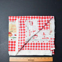 Red Gingham + Bear Print Daisy Kingdom Springs 1340 Cherished Teddies Strawberry Lane Border Fabric - 45" x 96"