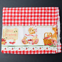 Red Gingham + Bear Print Daisy Kingdom Springs 1340 Cherished Teddies Strawberry Lane Border Fabric - 45" x 96"