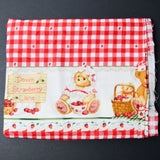 Red Gingham + Bear Print Daisy Kingdom Springs 1340 Cherished Teddies Strawberry Lane Border Fabric - 45" x 96"