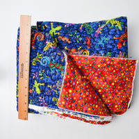 Blue Lizard + Red Dot Quilted Fabric - 42" x 74"