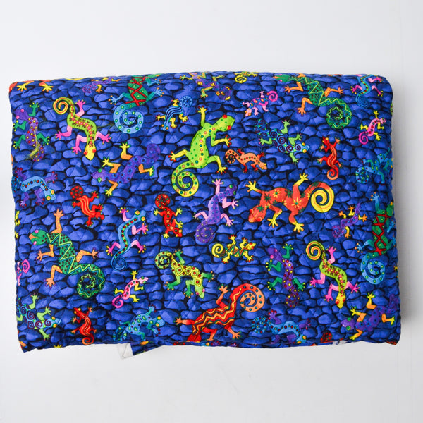 Blue Lizard + Red Dot Quilted Fabric - 42" x 74"