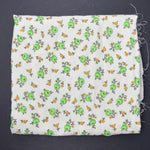 Green + Orange Floral Print Polyester Crepe Fabric - 47" x 120"