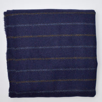 Dark Blue Striped Woolly Woven Fabric - 58" x 60"