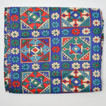 Red, Blue + White Floral Lightweight Woven Fabric - 44" x 100"