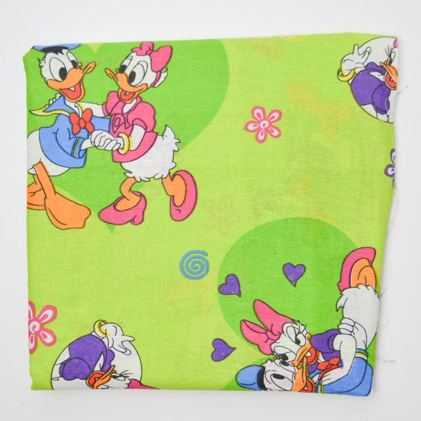 Lime Green Donald + Daisy Duck Print Woven Fabric - 64" x 70"
