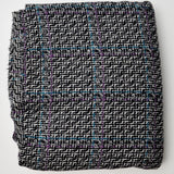 Black + White with Purple + Teal Accents Pendleton Wool Woven Fabric - 60" x 72"