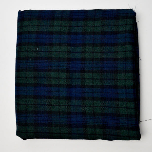 Blue + Green Plaid Woven Fabric - 60" x 72"