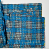Blue + Gray Plaid Woolly Woven Fabric - 45" x 60"