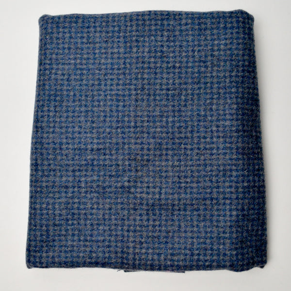 Blue + Gray Checked Felted Wool Fabric - 22" x 62"