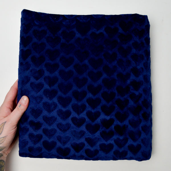 Blue Heart Texture Minky Fabric - 60" x 70"