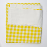 Yellow Gingham Vintage Floral Flat Sheet with Scalloped Lace Border - 81" x 104"
