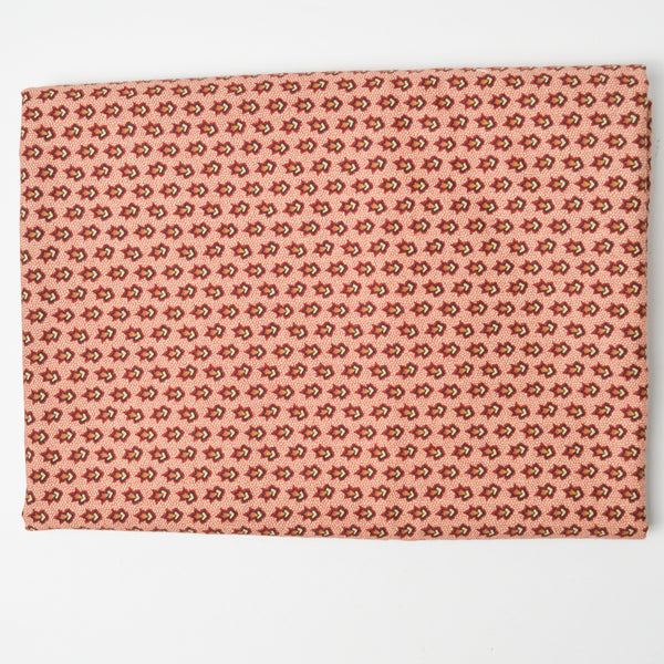 Red + Brown Calico Floral Quilting Cotton Fabric - 44" x 56"