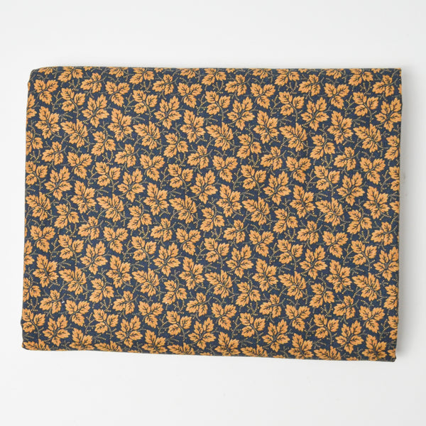 Black + Brown Leaf Print Quilting Weight Woven Fabric - 44" x 72"