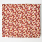 Red + Brown Leaf Print Quilting Weight Woven Fabric - 42" x 74"