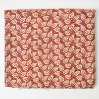 Red + Brown Leaf Print Quilting Weight Woven Fabric - 42" x 74"